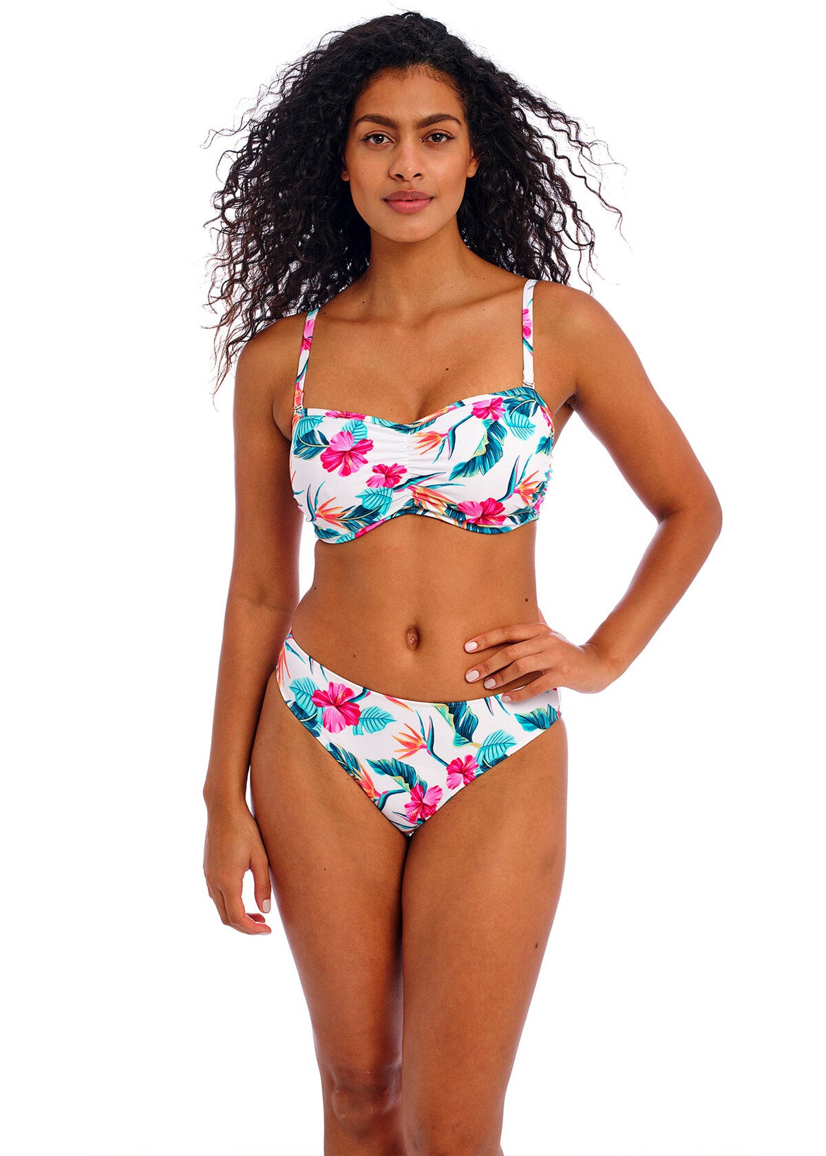 Freya Swim-Palm Paradise haut de bikini bandeau avec armatures blanc