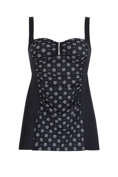 Sunmarin-Haut de tankini long noir/blanc