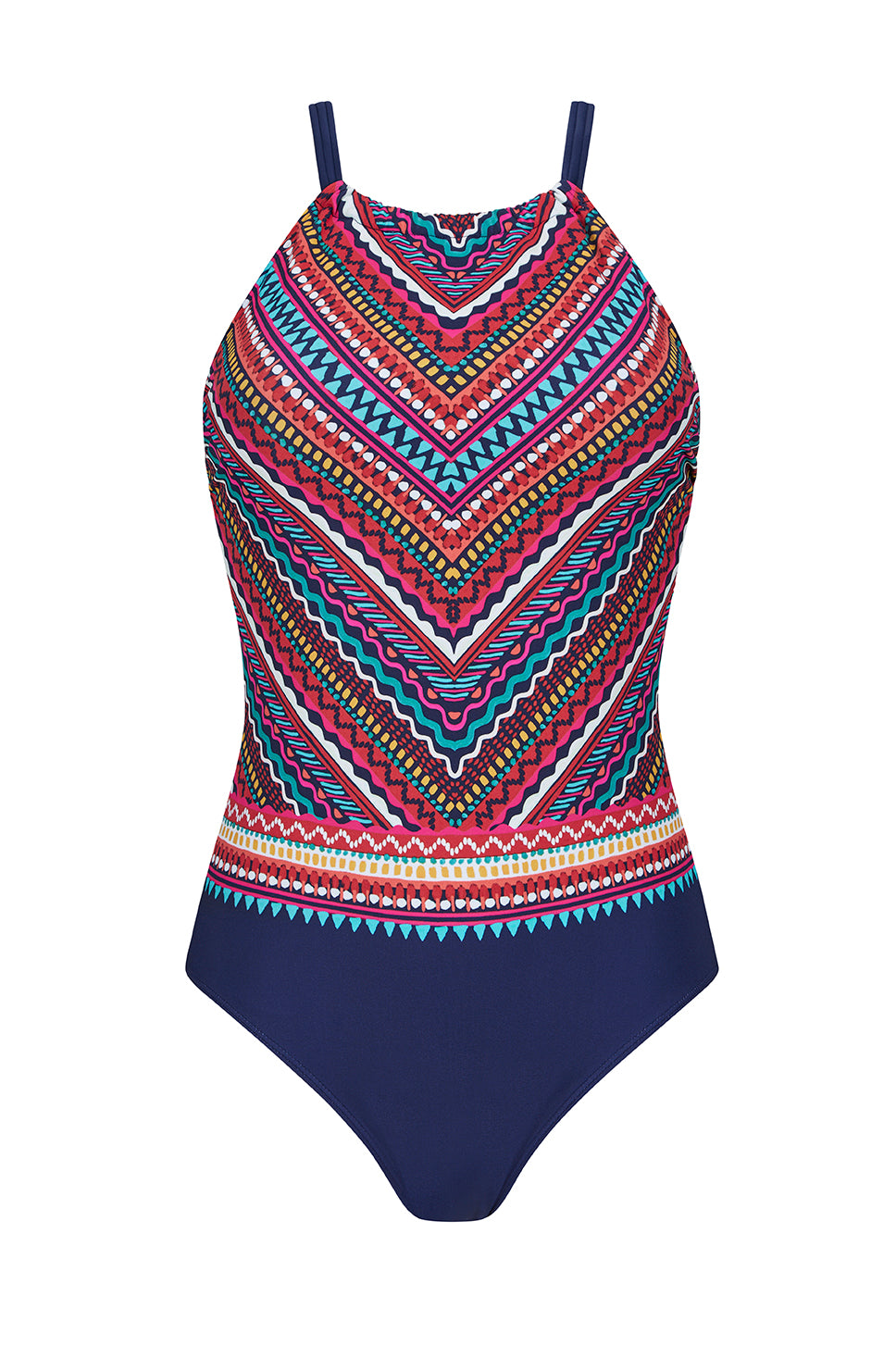 Amoena-Thassos maillot de bain une pièce à encolure haute bleu marine/multi