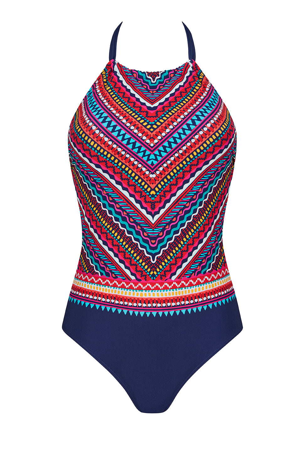 Amoena-Thassos maillot de bain une pièce à encolure haute bleu marine/multi