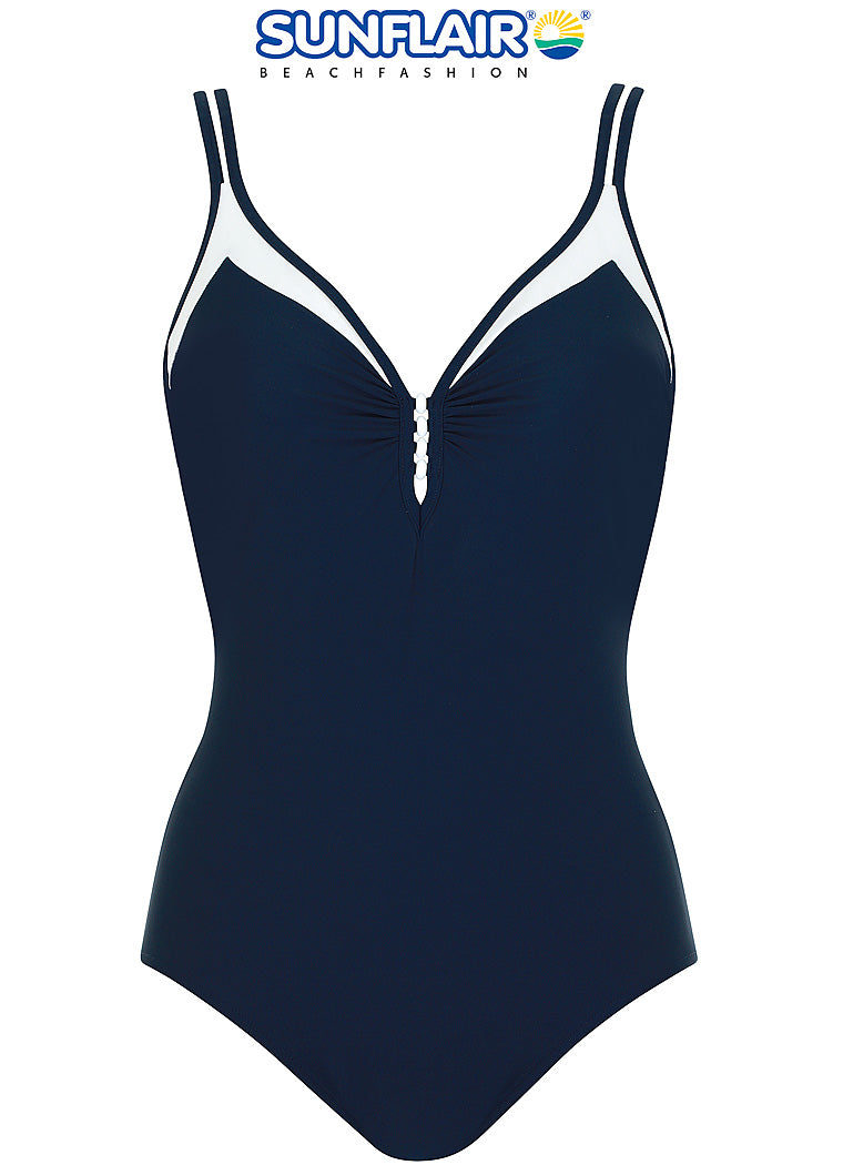 Sunflair-Maillot de bain une pièce sans armature bleu nuit/blanc