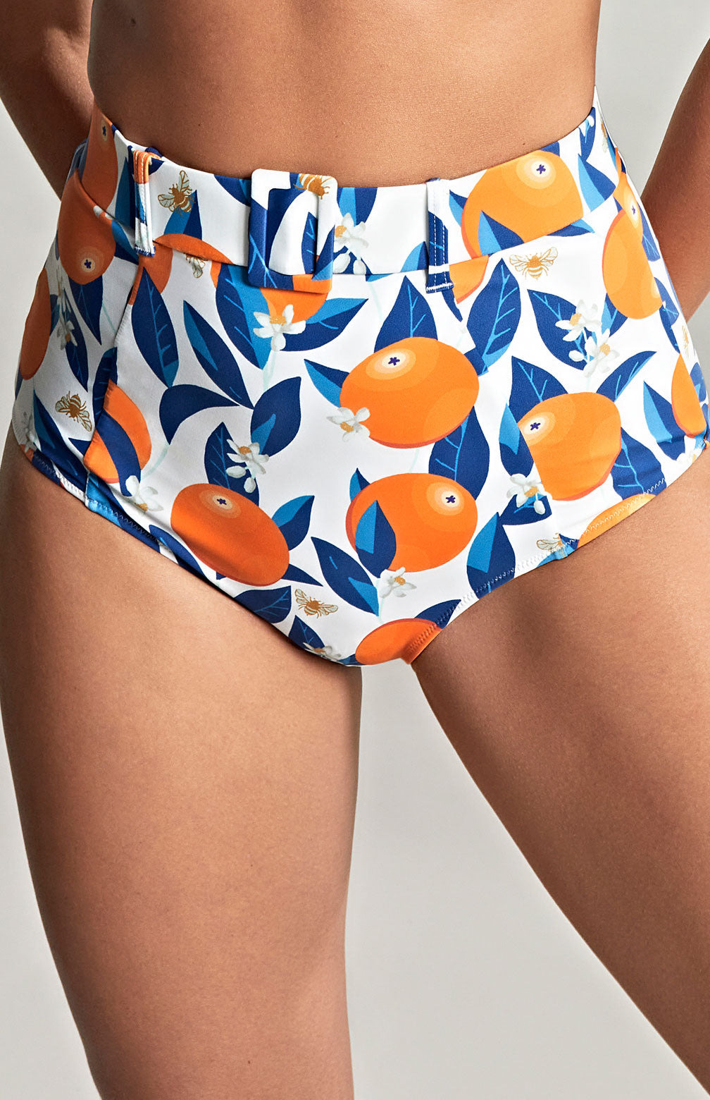 Panache Swim-Culotte de bikini taille haute avec ceinture imprimé sicily