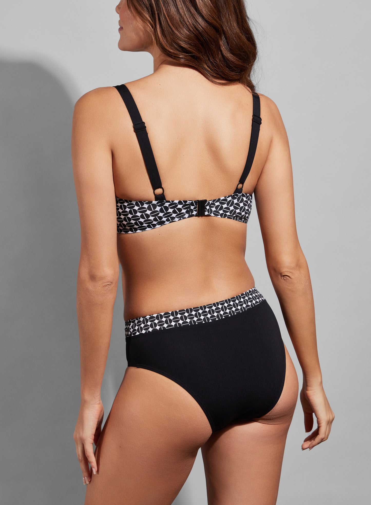 Empreinte-Facette culotte de maillot taille haute noir/blanc/ambre
