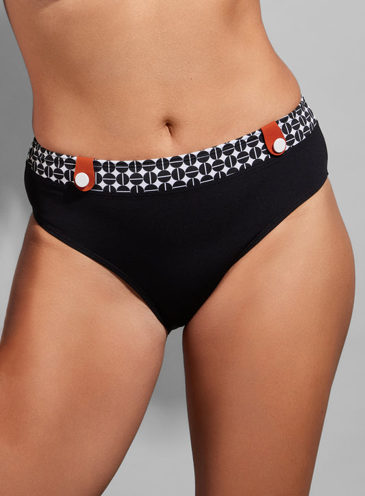 Empreinte-Facette culotte de maillot taille haute noir/blanc/ambre
