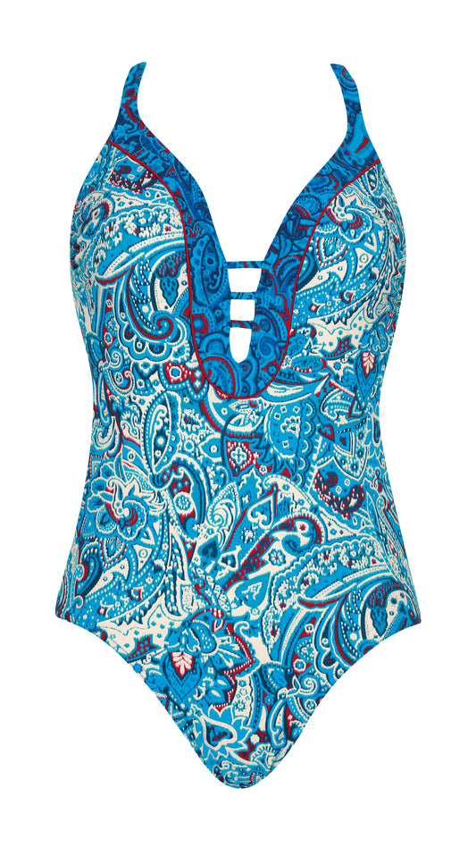 Olympia-Maillot de bain une pièce turquoise/blanc