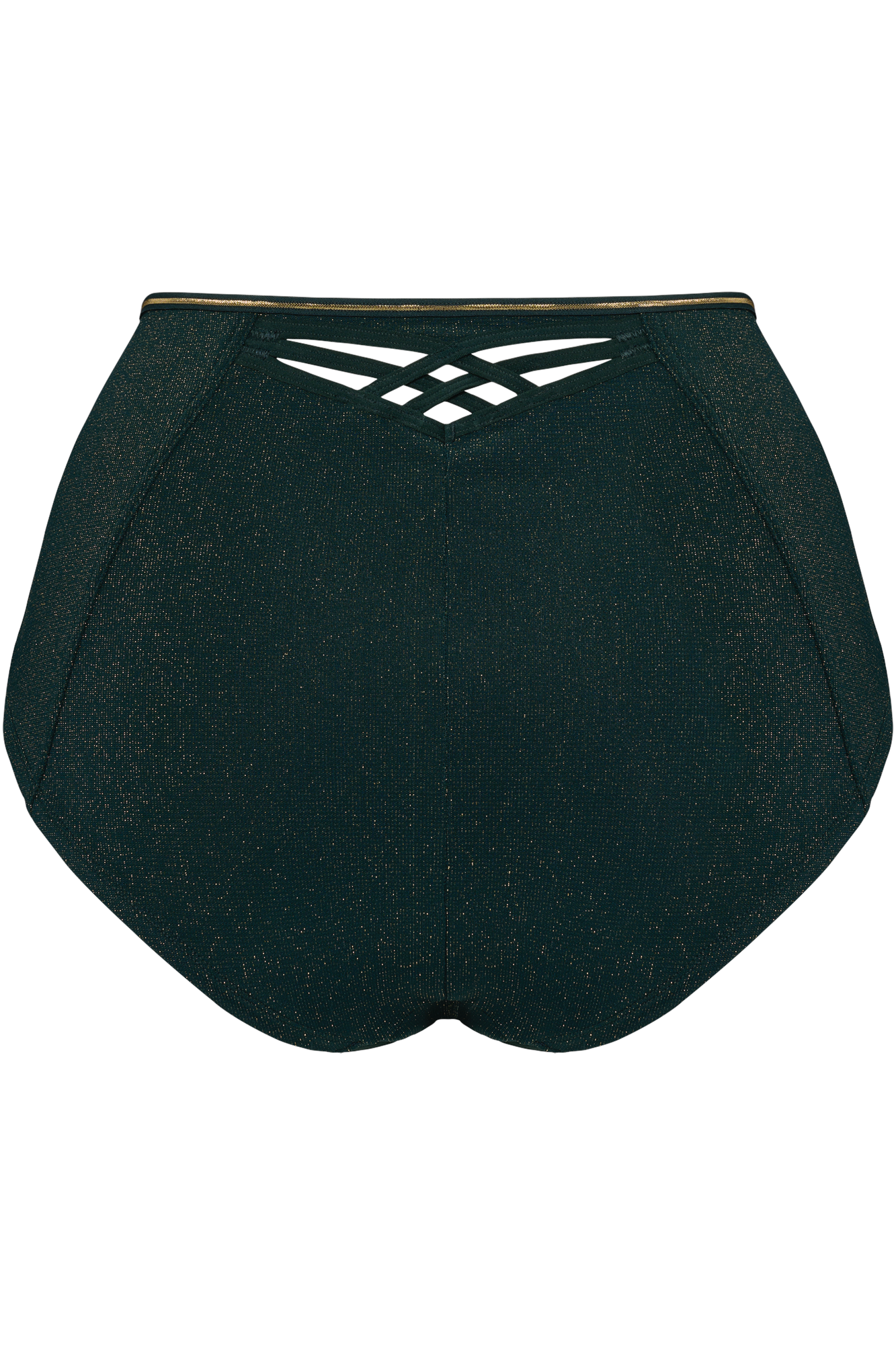 Marlies Dekkers-Dame de Paris culotte taille haute lurex vert forêt/doré