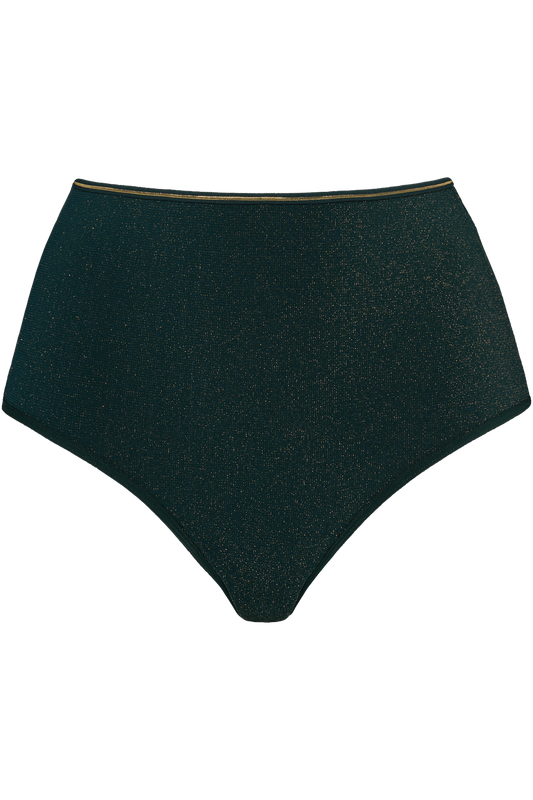 Marlies Dekkers-Dame de Paris culotte taille haute lurex vert forêt/doré