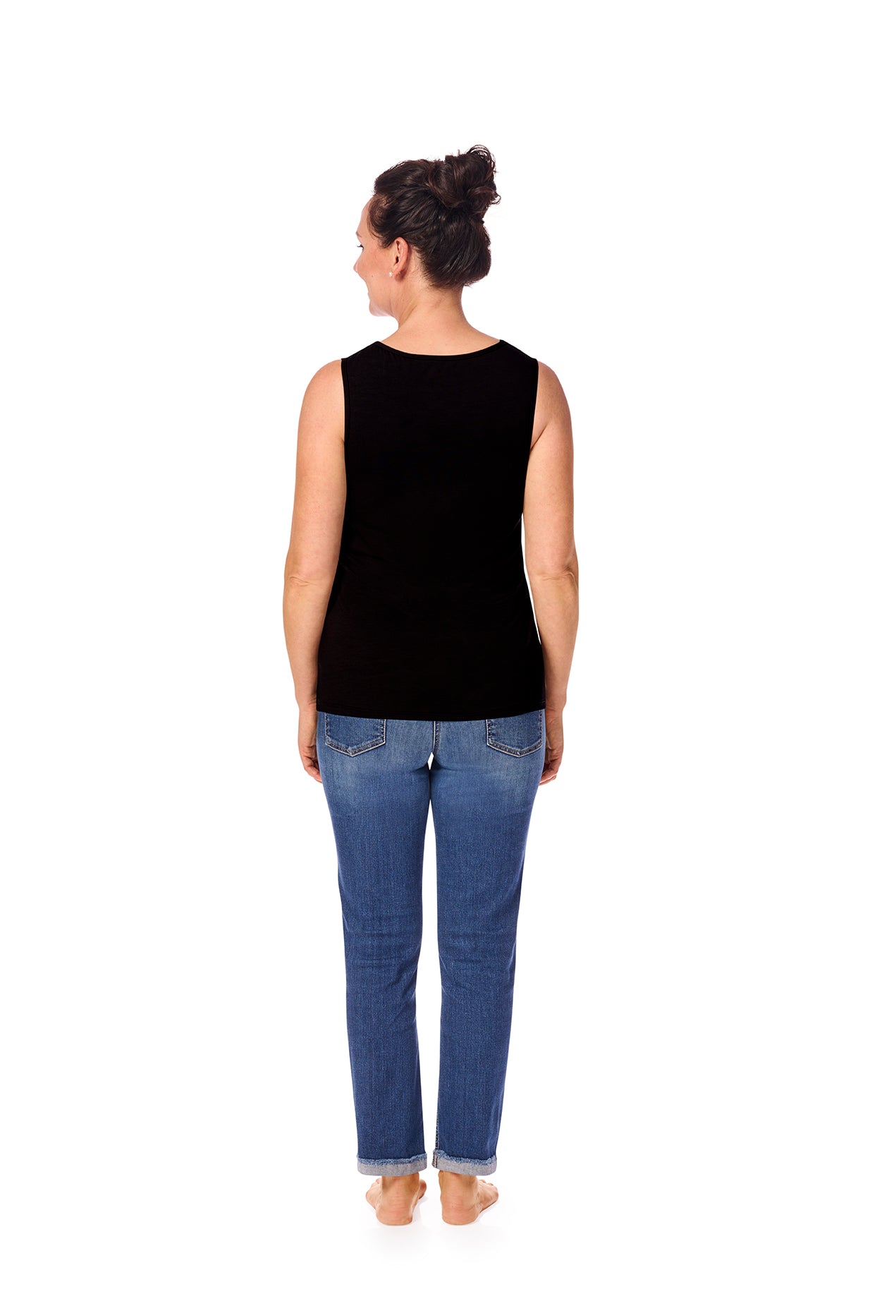 Amoena-Velvet camisole avec soutien intégré et haut en dentelle noir