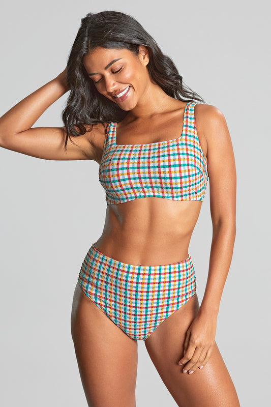 Panache Swim-culotte taille haute seersucker multi