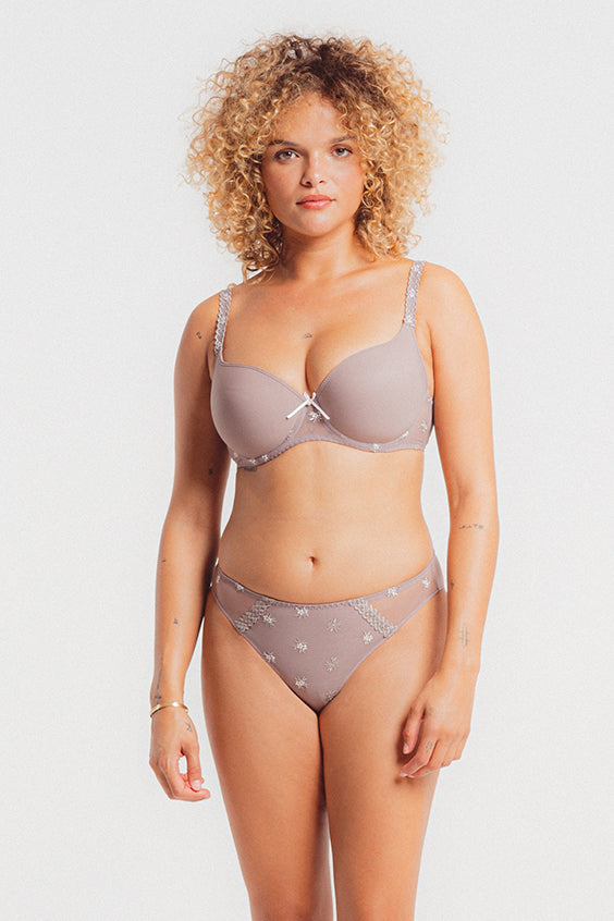 Louisa Bracq-Chantilly soutien-gorge à coques avec armatures taupe
